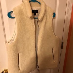J Crew White Faux Fur Vest Size Medium